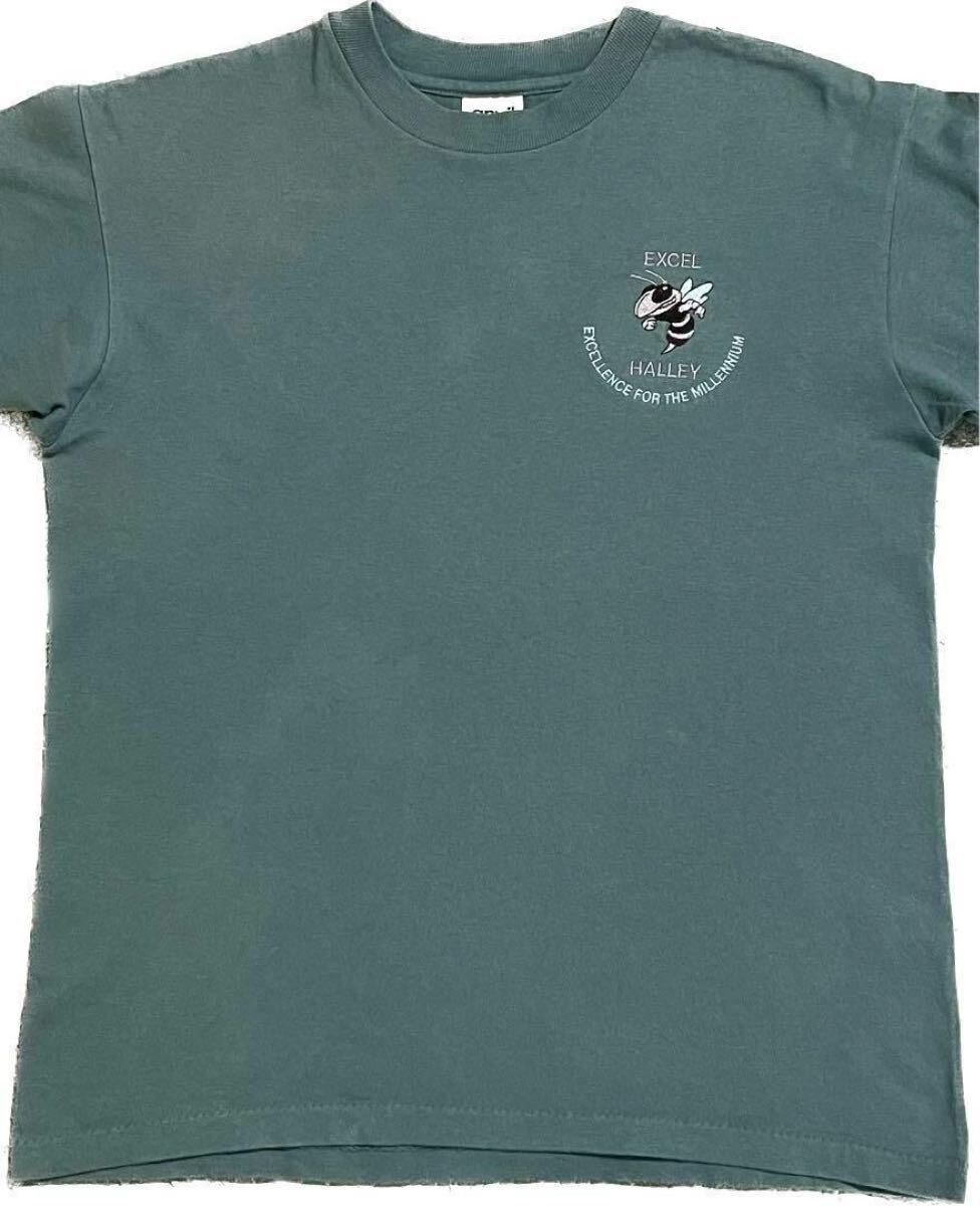 90s古着　ヴィンテージ　短丈　Tシャツ　蜂　ワンポイント　刺繍　くすみカラー_画像6