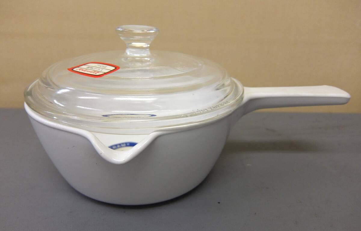 1401ヒ◆ 未使用 岩城硝子 iwaki パイロセラム ミルクパン 容量600cc 片手鍋◆_画像2