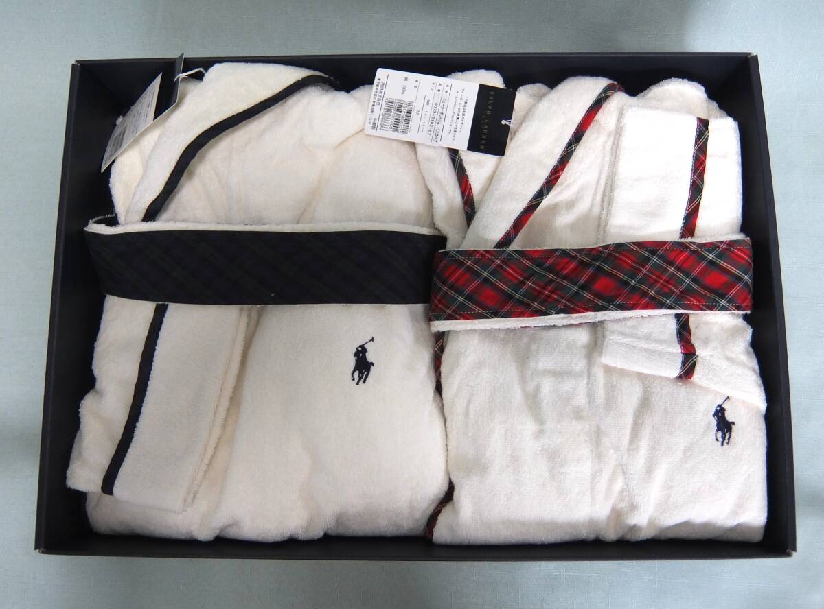 1901ヒ◆未使用 RALPH LAUREN ラルフローレン ニュータータントリム ペア バスローブ L Mサイズ◆ _画像1