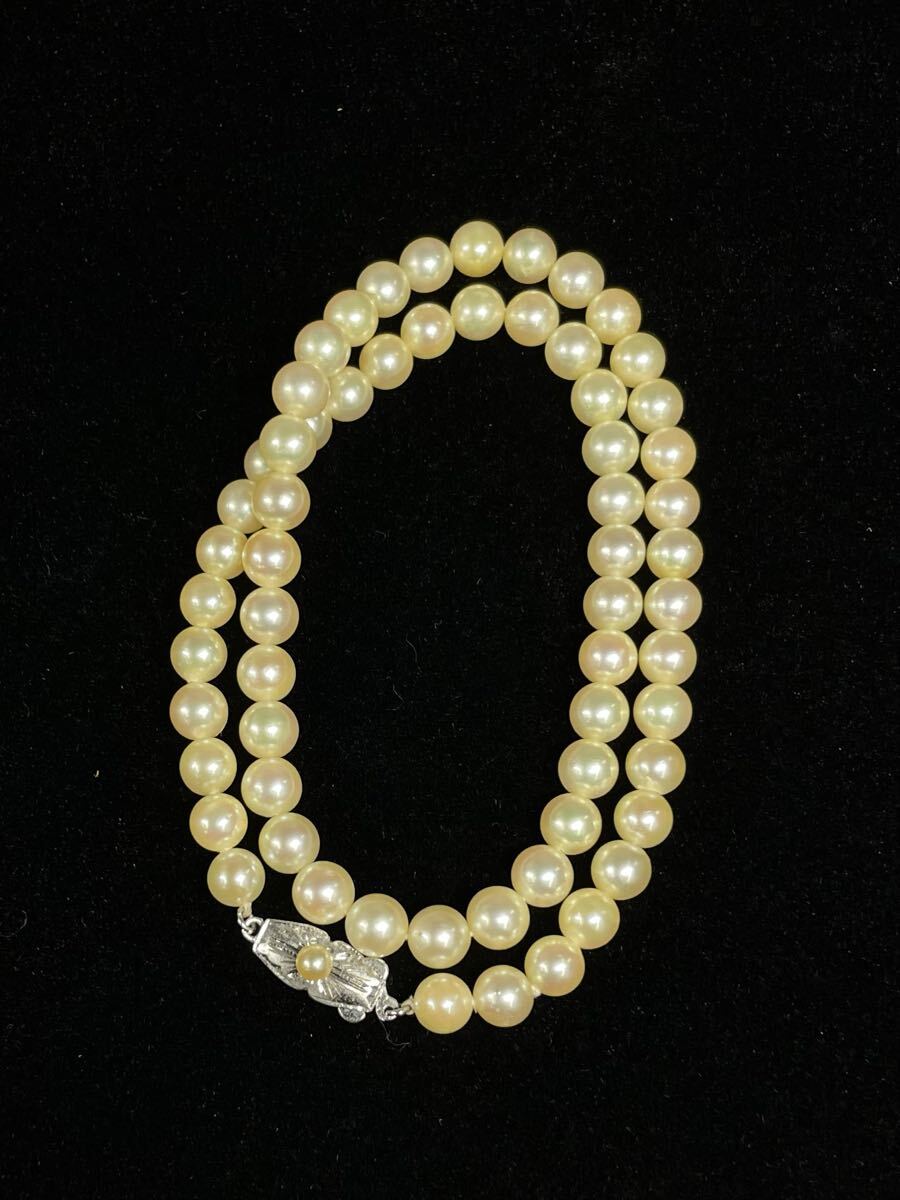 B328★真珠 パール ネックレス SILVER刻印 珠5.9mm~6.4mm 全長41㎝_画像2
