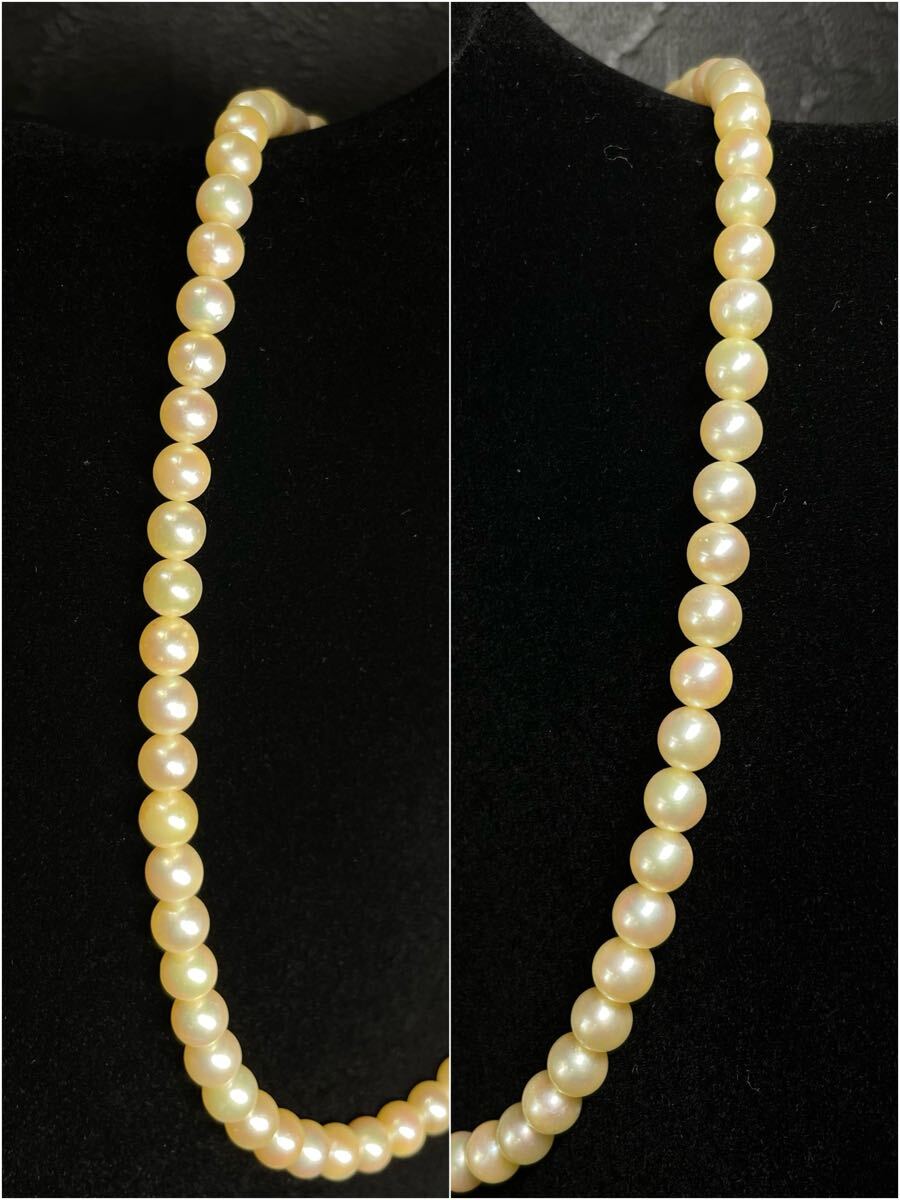 B328★真珠 パール ネックレス SILVER刻印 珠5.9mm~6.4mm 全長41㎝_画像3