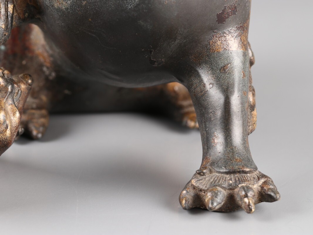 中国古玩 唐物 古美術 唐物 古銅造 獅子 置物 時代物 極上品 初だし品 D4676_画像8