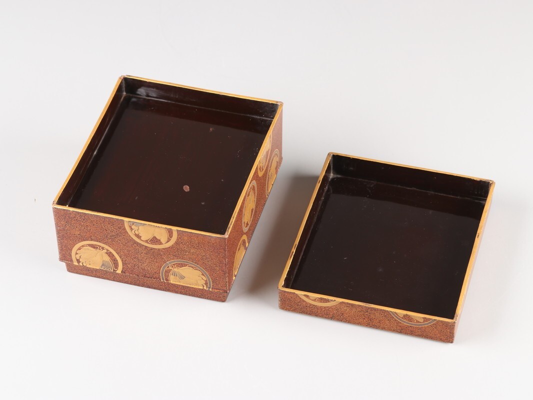 古美術 木製漆塗 金蒔絵 梨地 揚羽文 小箱 時代物 古作 初だし品 D4725_画像9