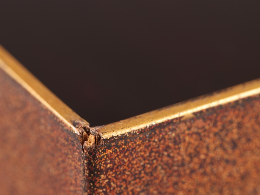 古美術 木製漆塗 金蒔絵 梨地 揚羽文 小箱 時代物 古作 初だし品 D4725_画像10