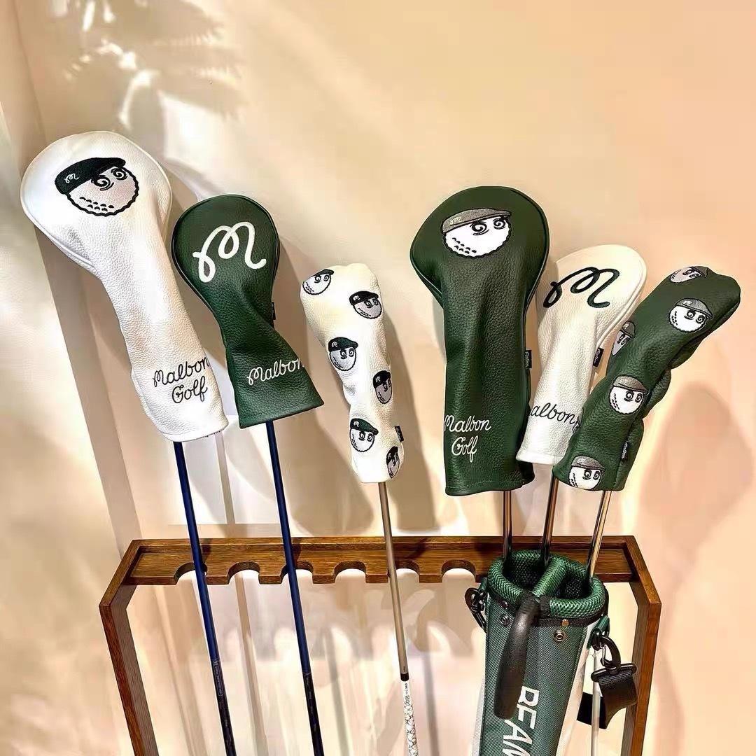 ホワイト3点セット Malbon Golf ドライバー/フェアウェイ/ユーティリティ ヘッドカバー 新品送料無料_画像4