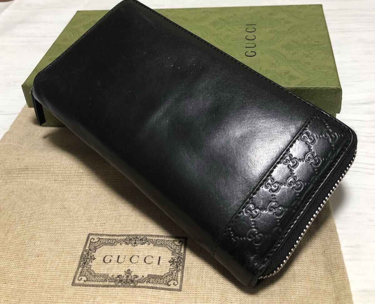 正規品/鑑定済みGUCCI/マイクロGGラウンドファスナー/ブラックレザー_画像5