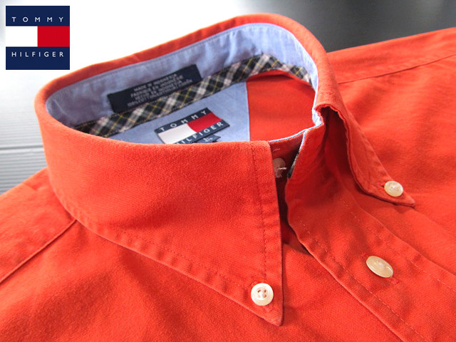 ★300円スタート！トミーヒルフィガー TOMMY HILFIGER ボタンダウンシャツ 長袖 Lサイズ 希少品 トミープレミアム・オレンジ_画像2