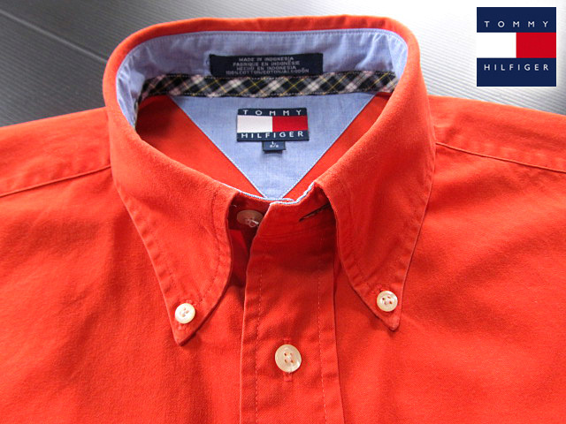 ★300円スタート！トミーヒルフィガー TOMMY HILFIGER ボタンダウンシャツ 長袖 Lサイズ 希少品 トミープレミアム・オレンジ_画像3