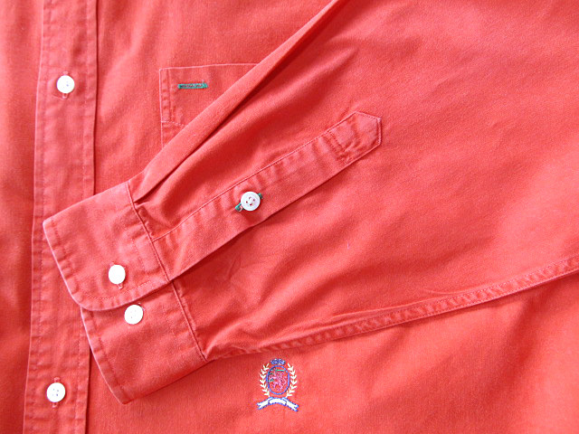 ★300円スタート！トミーヒルフィガー TOMMY HILFIGER ボタンダウンシャツ 長袖 Lサイズ 希少品 トミープレミアム・オレンジ_画像5