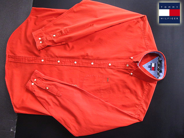 ★300円スタート！トミーヒルフィガー TOMMY HILFIGER ボタンダウンシャツ 長袖 Lサイズ 希少品 トミープレミアム・オレンジ_画像6