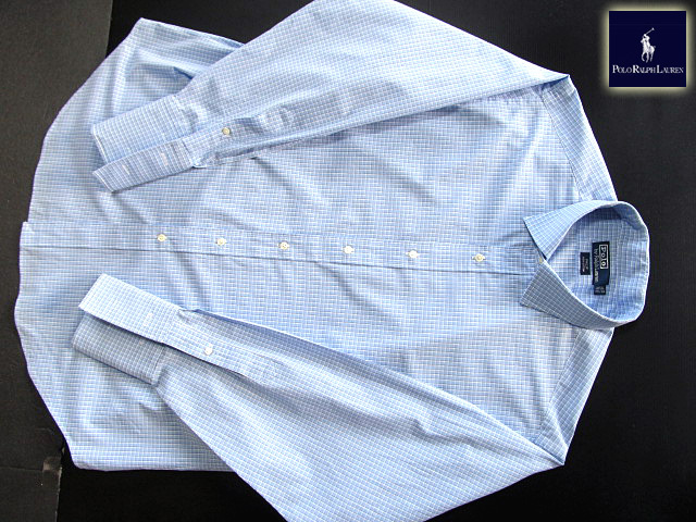 ★美品 ラルフローレン RALPH LAUREN ワイドスプレットシャツ 長袖 XLサイズ 希少品 ハンサムチェック ブルー×ブラック×ホワイト_画像6