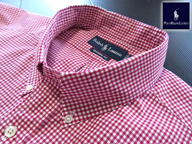 ★美品 ラルフローレン RALPH LAUREN ボタンダウンシャツ 長袖 XXLサイズ 希少品 ギンガムチェック レッド×ホワイト_画像1