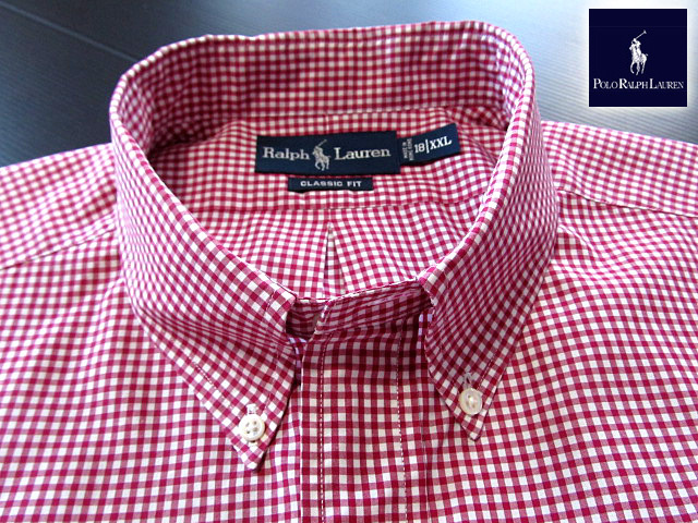 ★美品 ラルフローレン RALPH LAUREN ボタンダウンシャツ 長袖 XXLサイズ 希少品 ギンガムチェック レッド×ホワイト_画像3