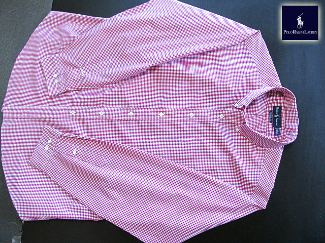 ★美品 ラルフローレン RALPH LAUREN ボタンダウンシャツ 長袖 XXLサイズ 希少品 ギンガムチェック レッド×ホワイト_画像6