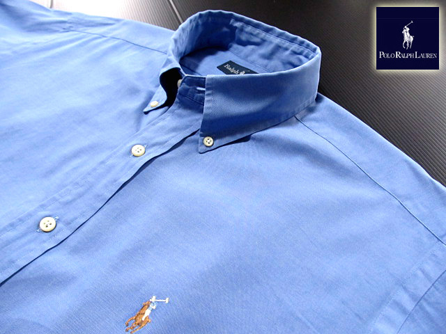 ★100円スタート!ラルフローレン RALPH LAUREN ボタンダウンシャツ 長袖 Lサイズ 希少品 ラルフプレミアム・ブルー_画像1