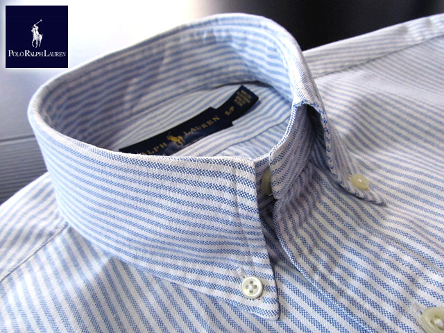 ★300円スタート!ラルフローレン RALPH LAUREN ボタンダウンシャツ・オックスフォード 長袖 Mサイズ 希少品 クールストライプ ブルー_画像2