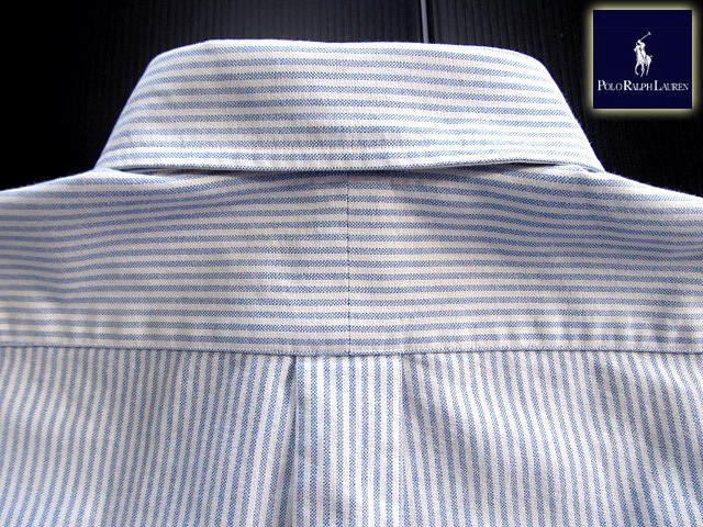 ★300円スタート!ラルフローレン RALPH LAUREN ボタンダウンシャツ・オックスフォード 長袖 Mサイズ 希少品 クールストライプ ブルー_画像4