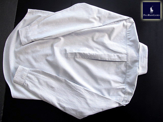 ★300円スタート!ラルフローレン RALPH LAUREN ボタンダウンシャツ・オックスフォード 長袖 Mサイズ 希少品 クールストライプ ブルー_画像7