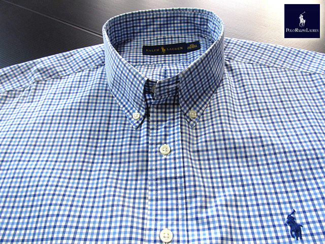 ★500円スタート！ラルフローレン RALPH LAUREN ボタンダウンシャツ 長袖 XLサイズ 希少品 ハンサムチェック ブルー×ネイビー×ホワイト_画像3