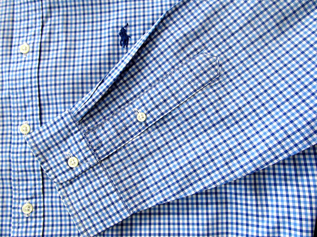 ★500円スタート！ラルフローレン RALPH LAUREN ボタンダウンシャツ 長袖 XLサイズ 希少品 ハンサムチェック ブルー×ネイビー×ホワイト_画像5