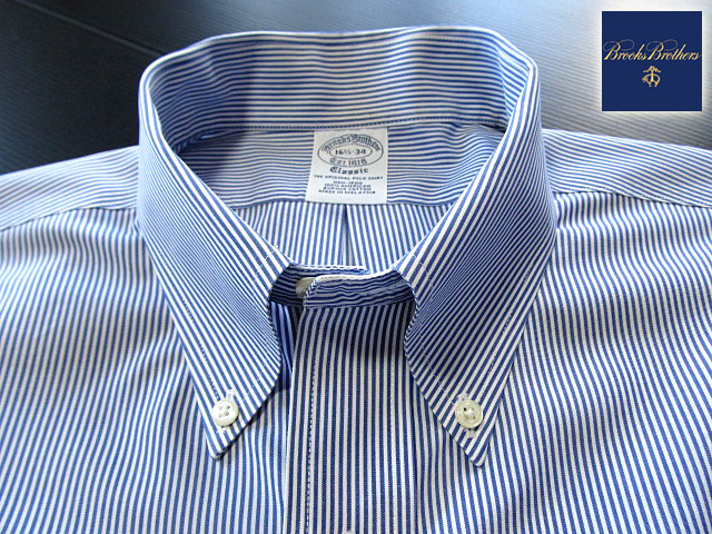 ★美品 ブルックスブラザーズ BROOKS BROTHERS ボタンダウンシャツ 長袖 Lサイズ 希少品 クールストライプ ブルー×ホワイト_画像3