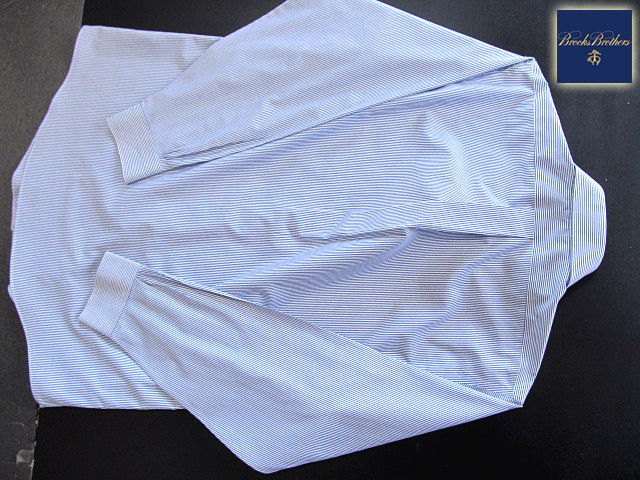 ★美品 ブルックスブラザーズ BROOKS BROTHERS ボタンダウンシャツ 長袖 Lサイズ 希少品 クールストライプ ブルー×ホワイト_画像7