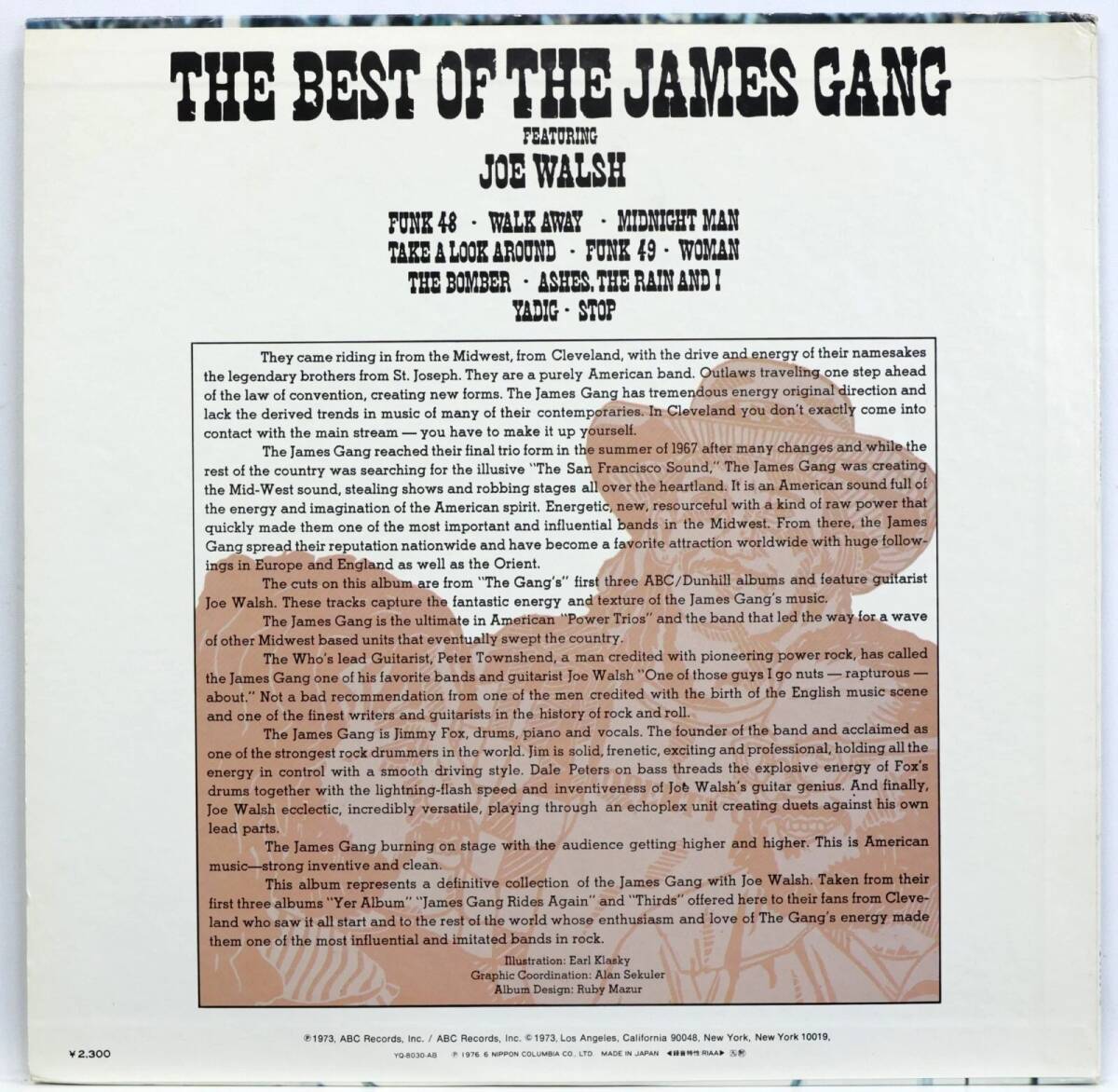 国内盤 / THE BEST OF THE JAMES GANG FEATURING JOE WALSH / NIPPON COLUMBIA YQ-80330-AB_画像2
