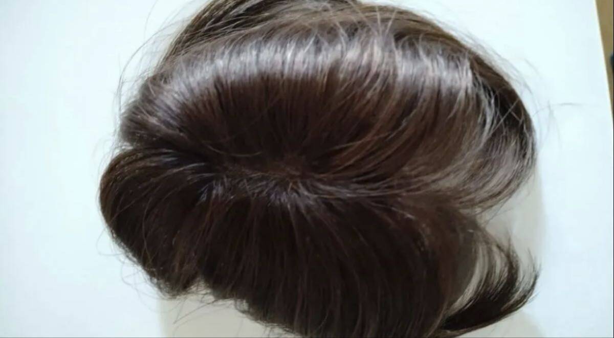 人毛100% ポイントウィッグ 部分ウィッグ 頭頂部ウィッグ トップピース 薄毛隠し 白髪隠し 落ち着いたブラウン 栗色の画像3