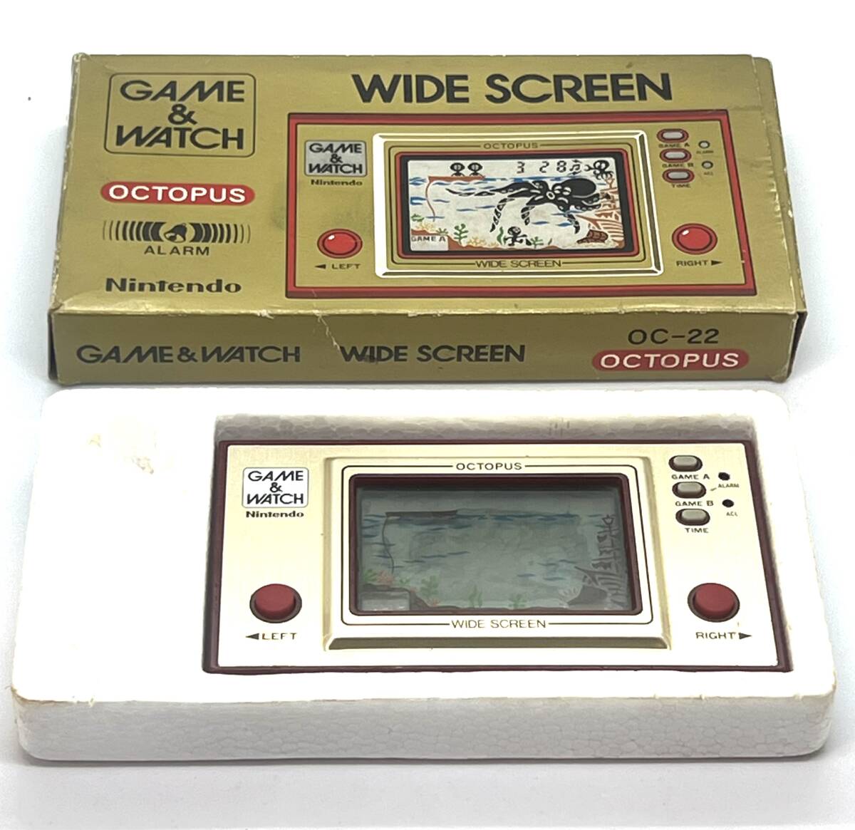 任天堂 当時物 Nintendo GAME&WATCH OCTPUS ニンテンドー ゲーム&ウォッチ オクトパス OC-22 WIDE SCREEN 元外箱付 中古 長期未使用保管品_画像1