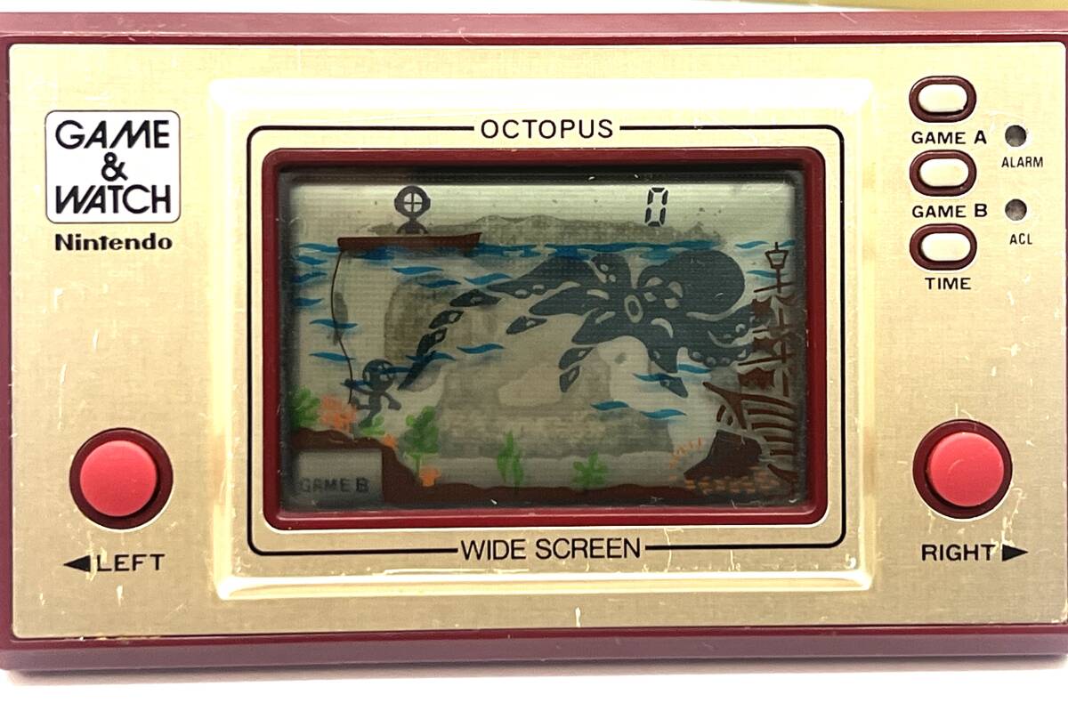 任天堂 当時物 Nintendo GAME&WATCH OCTPUS ニンテンドー ゲーム&ウォッチ オクトパス OC-22 WIDE SCREEN 元外箱付 中古 長期未使用保管品_画像4