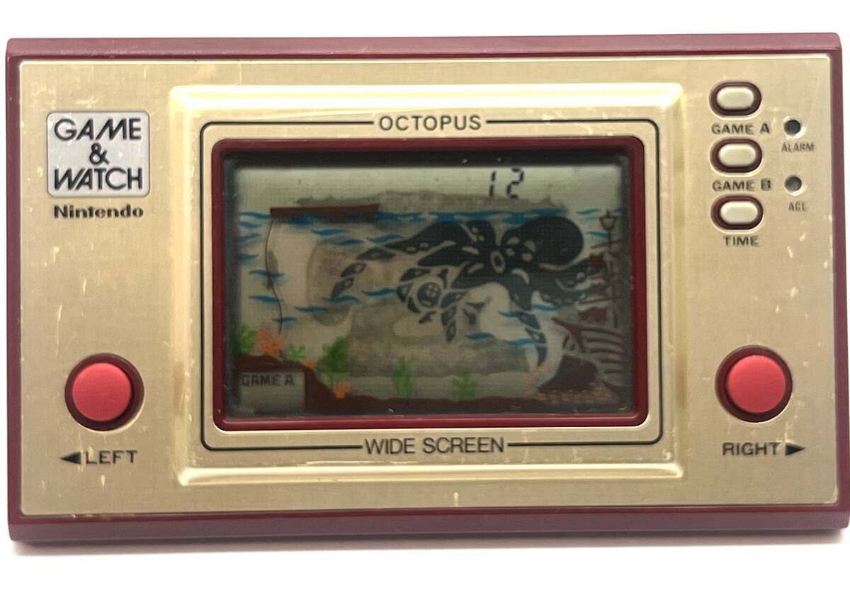 任天堂 当時物 Nintendo GAME&WATCH OCTPUS ニンテンドー ゲーム&ウォッチ オクトパス OC-22 WIDE SCREEN 元外箱付 中古 長期未使用保管品_画像3