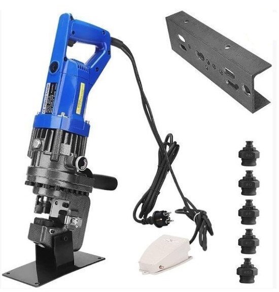 電動(dòng)油圧パンチャー 10t 強(qiáng)力 パンチダイ5種付 φ6.5～20.5mm 1200W AC100V 鉄板 鋼板 110v 山形鋼対応 油圧式 パンチ 穴あけ工具
