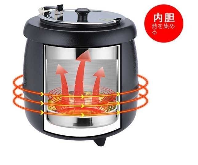 10L電子湯沸かし器ホテルビュッフェ電気湯沸かし器商用ステンレス保温バケツ湯沸かし器おかゆ鍋の画像2