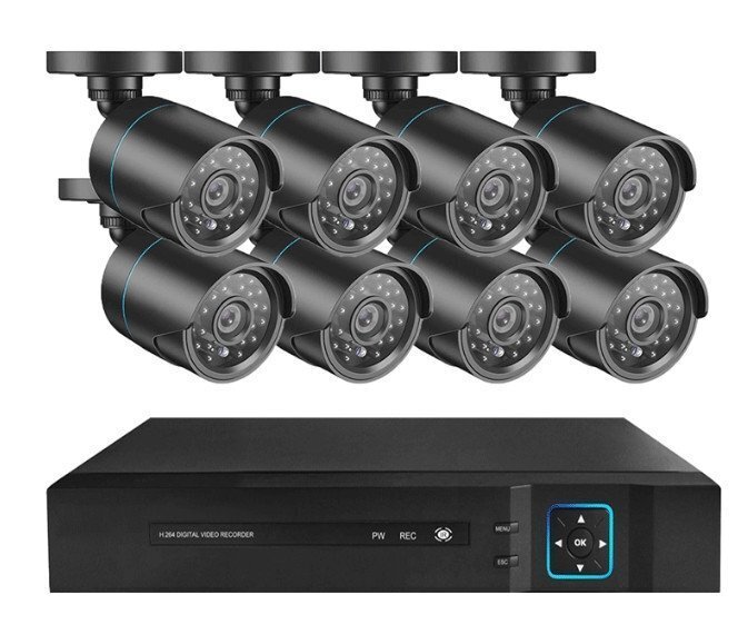 2025最新モデル*防犯カメラセット8台カメラ 500万画素 屋外IP66防水 遠隔監視&動体検知 暗視撮影 AHDセット ハードディスク付き（A485)の画像1