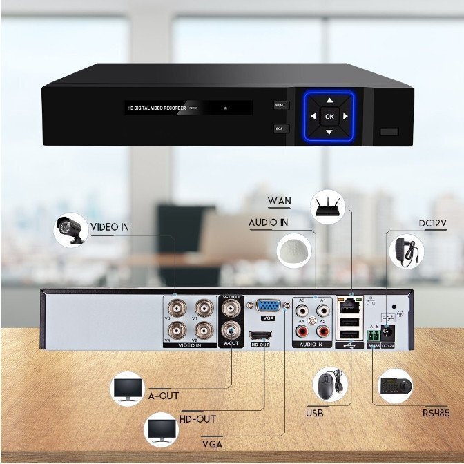 2025最新モデル*防犯カメラセット8台カメラ 500万画素 屋外IP66防水 遠隔監視&動体検知 暗視撮影 AHDセット ハードディスク付き（A485)の画像4