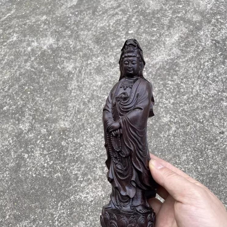 新作 沈香木彫刻 置物 観音菩薩 観音像 置物 彫刻 高30cm_画像4