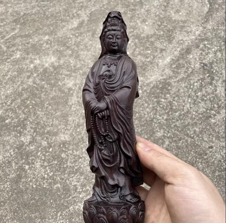 新作 沈香木彫刻 置物 観音菩薩 観音像 置物 彫刻 高30cm_画像1