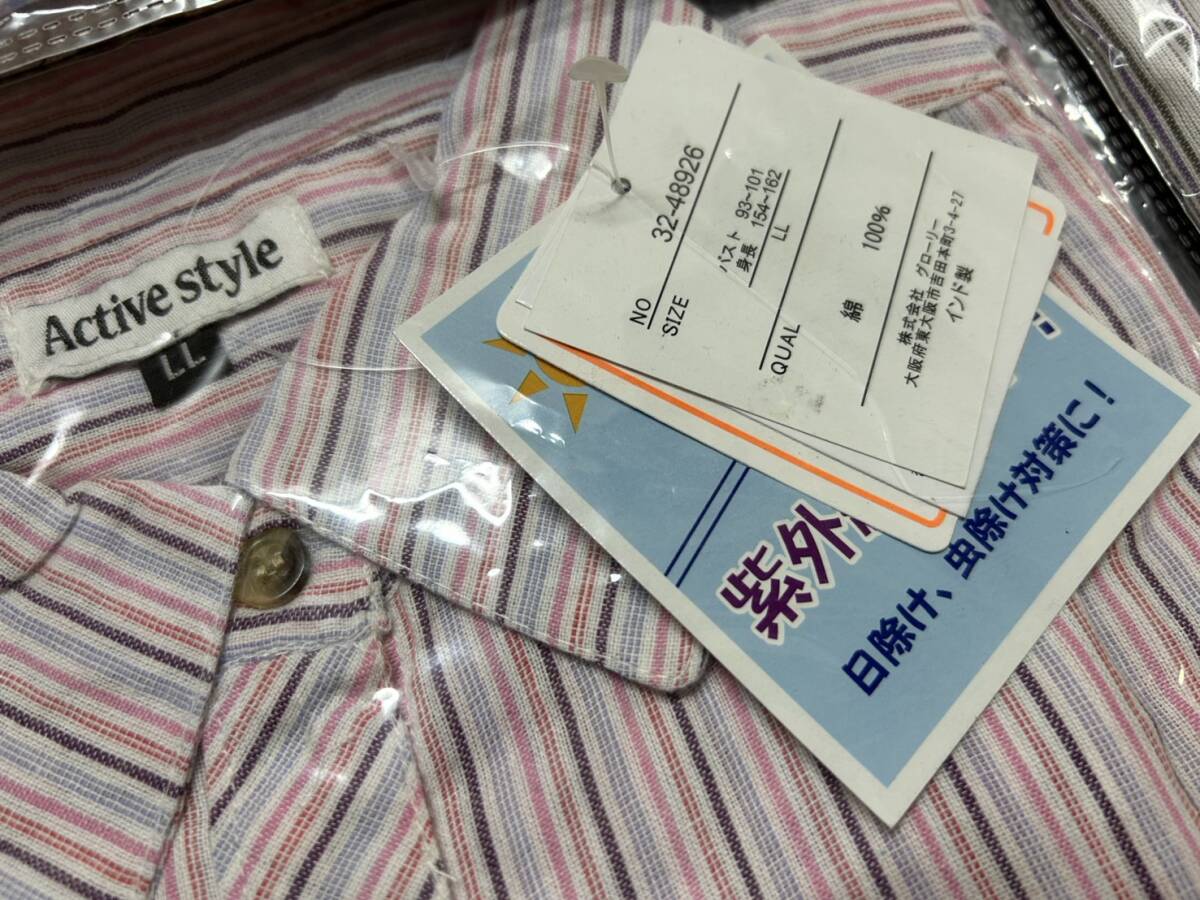X295/未使用 6枚セット LL寸 紫外線防止 UV対策 婦人 ミセス 長袖 シャツ ブラウス まとめ売り _画像6