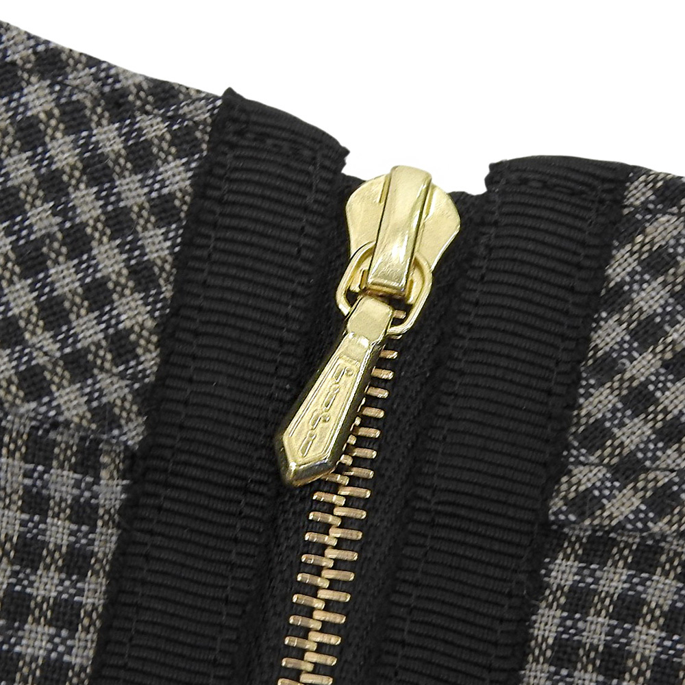 超美品 ドゥロワー Drawer 6526-299-1447 M.SUMMER2 チェックノースリーブワンピース 36 表地リネン 裏地コットン ドレープ フレア_画像5