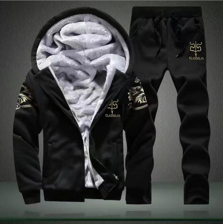 人気品黒 (実寸 XL)上下セットアップ スポーツウェア メンズ ゴルフウェア 裏起毛秋冬 トレーナー スウェット パーカ チノパン_画像3