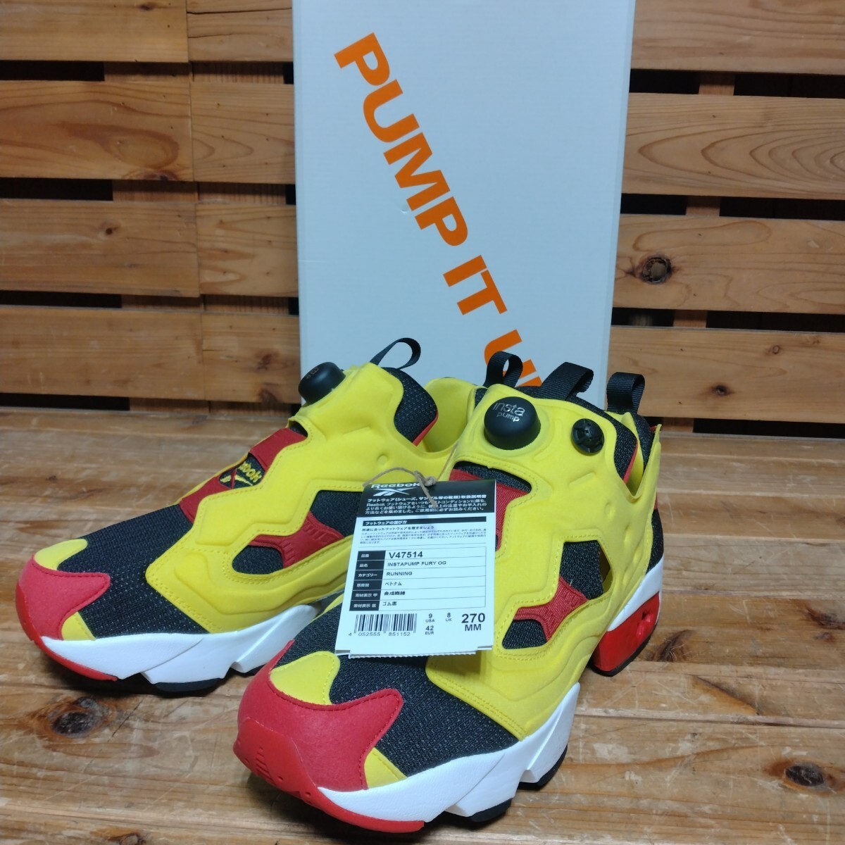 未使用　Reebok INSTAPUMP FURY OG 27cm シトロン V47514　リーボック インスタ ポンプフューリー_画像1