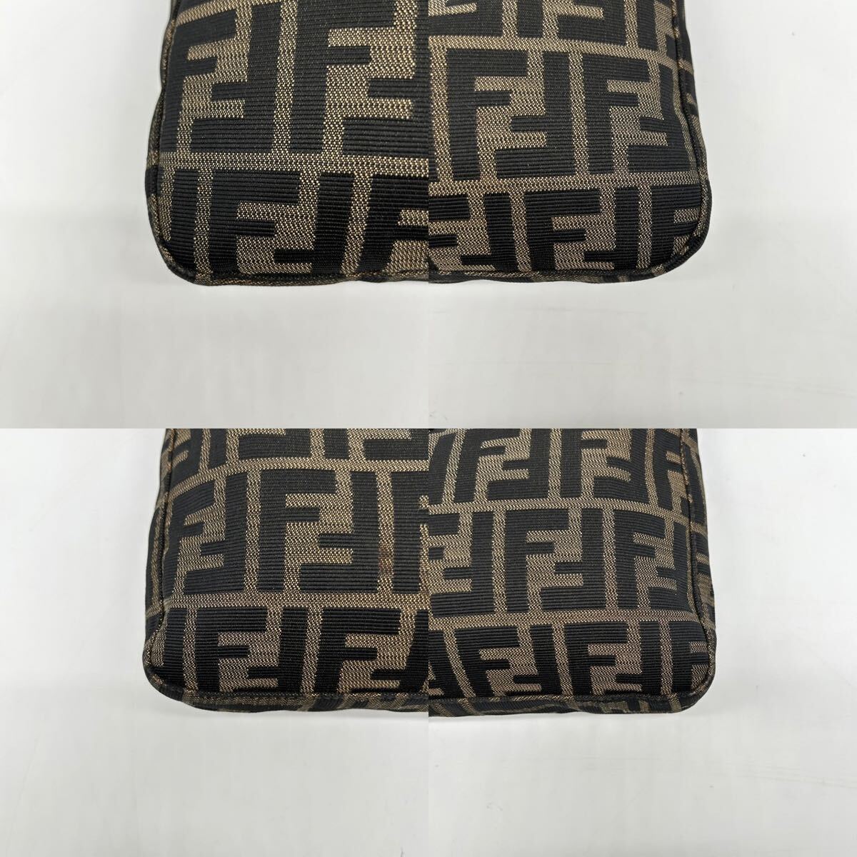 1円 ◆美品◆ FENDI フェンディ マンマバケット ショルダーバッグ FF ズッカ SV金具 レザー キャンバス ブラウン ワンショルダー 肩掛け_画像6