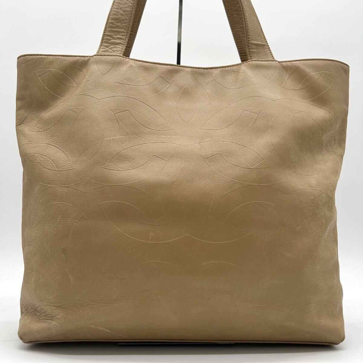 1円 ◆美品◆ CHANEL シャネル ココマーク 総柄 トートバッグ A4収納可 ビジネス ワンショルダー 肩掛け ベージュ 大容量 シール有 6024837_画像4