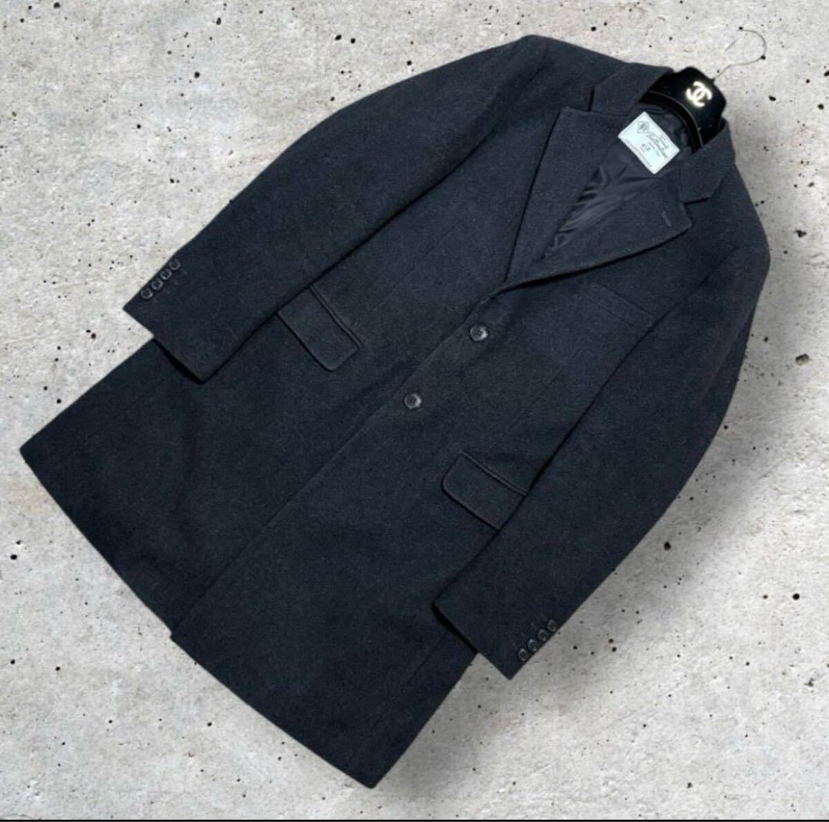 良品 417 EDIFICE フォーワンセブン エディフィス イタリア （イタリー）製生地 カシミヤブレンド メルトン チェスターコート サイズL_画像2