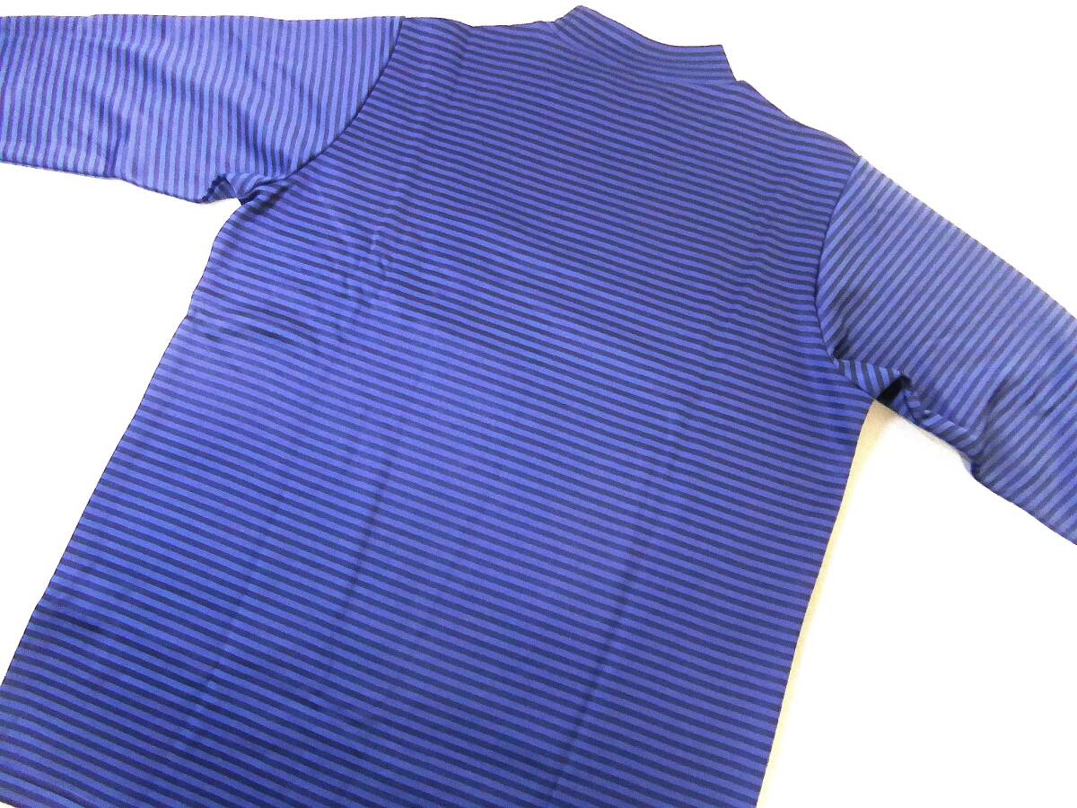 TIGORA GOLF ティゴラ ゴルフ 裏起毛 アイヒート ボーダー モックネック 長袖シャツ　XL　紺青_画像3