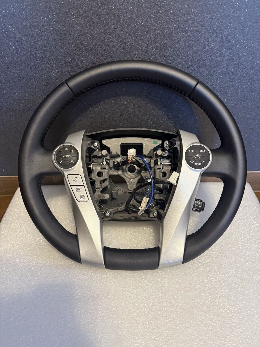 30 プリウス α アクア 純正 レザー ハンドル ステアリング 前期後期 14_画像1