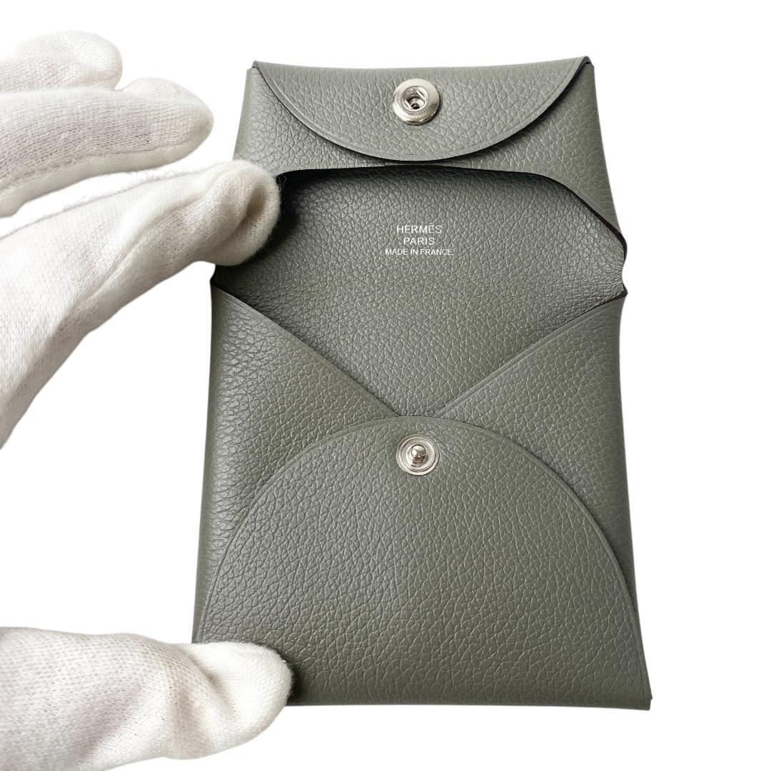 未使用 エルメスHERMES バスティア U刻印 コインケース グリメイヤー_画像5