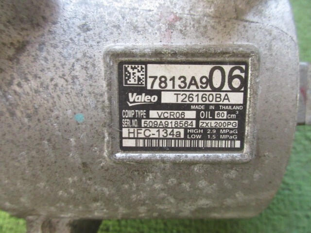 デイズルークス B21A エアコンコンプレッサー 7813A906 T26160BA Valeo クーラーコンプレッサー 27630-6A00H H28年 動作未 DAYZ ROOX_画像2