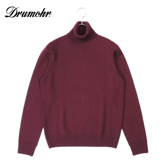 【40%OFF・新品・46】Drumohr(ドルモア)ファインメリノウール 8GGタートルネックニット ワインレッド D7M104_画像1