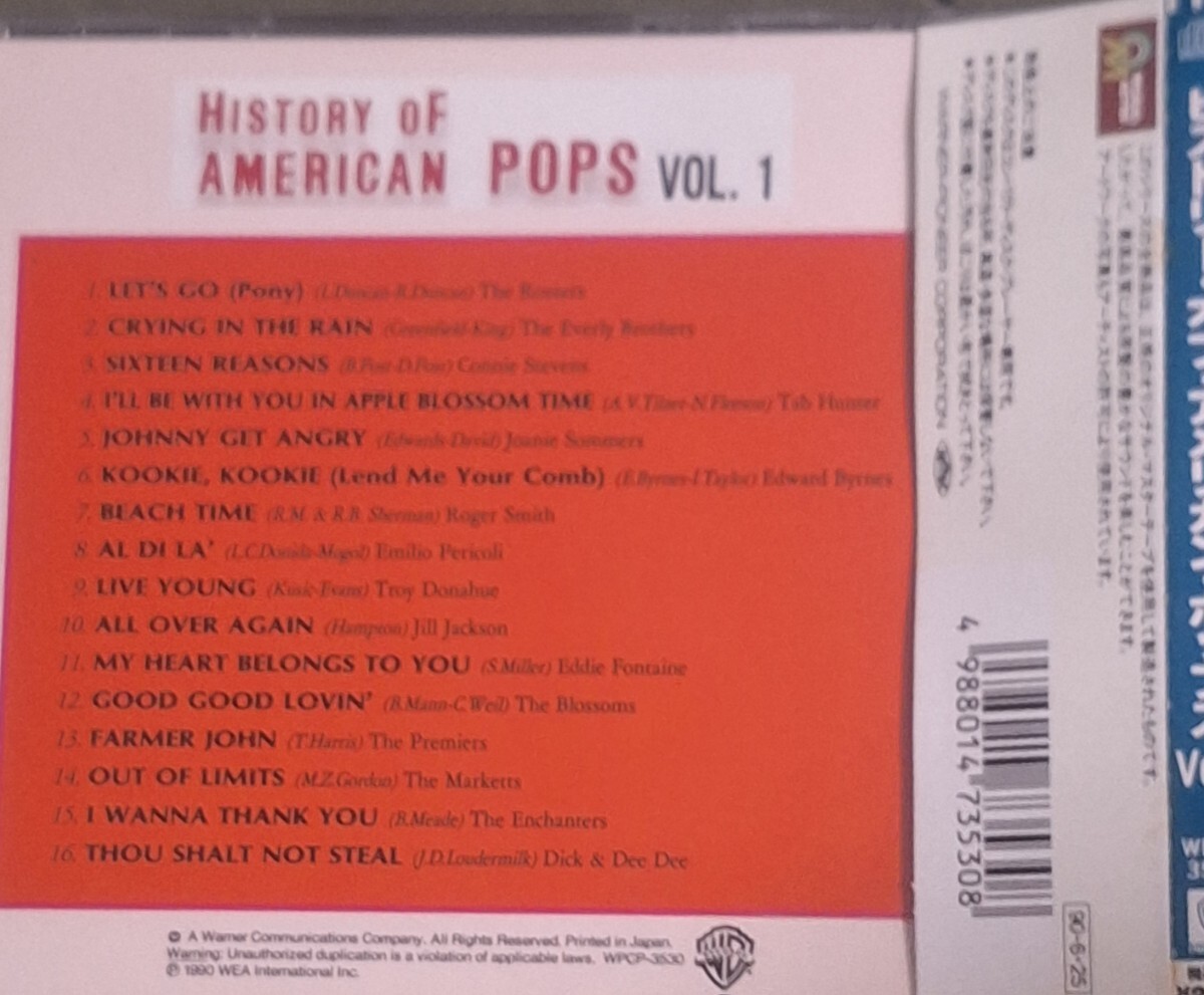 帯付CD(W.B./WPCP-3530)◆ 『フロム・ジ・オリジナル・マスター・テープス/History Of American Pops Vol.1』_画像2